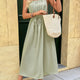 Pleated Adjustable Strap Cami Dress
